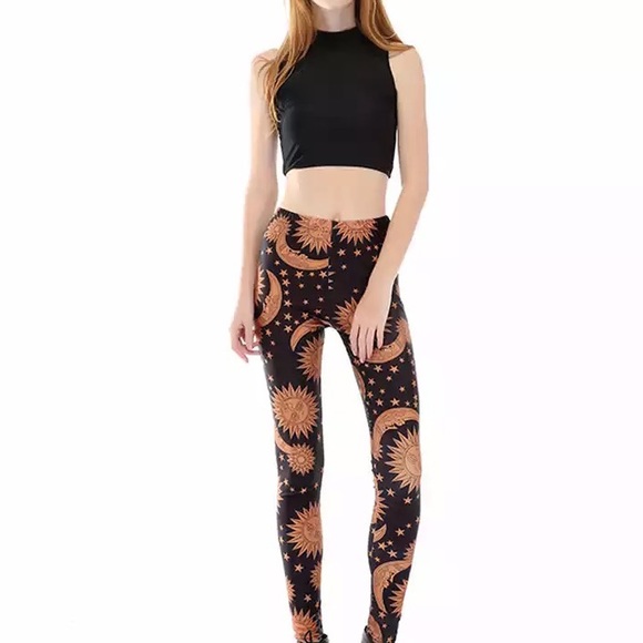 Boho Celestial Sun and Moon Leggings - Picture 2 of 6